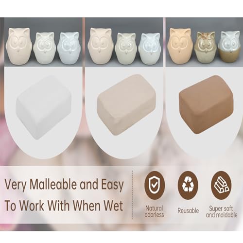 Natural Air Dry Clay, 3.3 LB Modeling Clay, Pottery Clay, All-Purpose Clay Ideal for Beginners and Experienced Sculptors, 8.8OZ per Colors