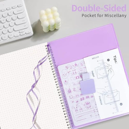 AHGXG Dotted Journal, Grid Spiral Notebook, 110 Pages, A4 (8.5" x 11") | 100 GSM Thick Dot Paper, Waterproof Plastic Cover Journals for Journaling, Sketching (Purple) - color: Purple, style: A4-Dotted