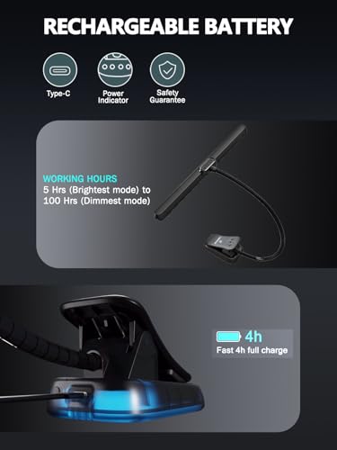 Vekkia Professional 88 LED Rechargeable Music Stand Light | Foldable Clip-on Lamp/Eye-Protective/5 Brightness & 3 Color Temp Adjustments/for Piano, Reading