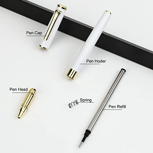 YIVONKA Luxury Ballpoint Pen Black Refill Line width 0.5mm,Best Office Pen Gift for Men & Women Professional Executive,Nice BallPens Classy Gift Box (White) - color: White