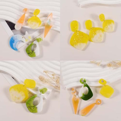 Attuslla 12 PCS Resin Earring Molds Silicone Jewelry Earring Molds Epoxy Resin Molds DIY Craft with Ear Hooks, Jump Rings for DIY Women Earrings, Pendants, Rings, Jewelry Craft Supplies - color: Style F