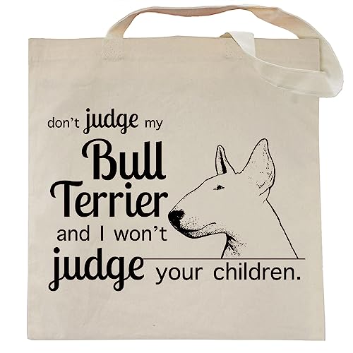 Pet Studio Art Don't Judge My Dog Tote Bag - color: Bull Terrier