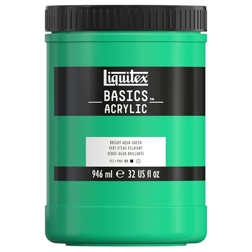 Liquitex BASICS Acrylic Paint, 32-oz Jar, Bright Aqua Green - color: Bright Aqua Green, size: 32 Fl Oz (Pack of 1)