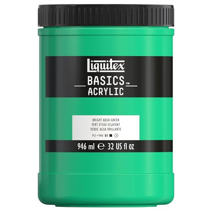 Liquitex BASICS Acrylic Paint, 32-oz Jar, Bright Aqua Green - color: Bright Aqua Green, size: 32 Fl Oz (Pack of 1)
