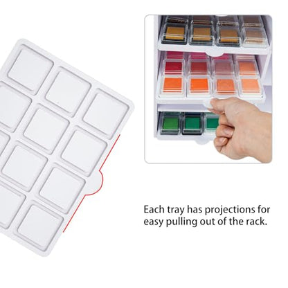 Ink Pad Cube Caddy Mini Size Stamp Pad Storage Tray | Ink Pad Organizer Holder, 1 Tray Holds 12 Inkpad, Set of 5 Trays Holds 60 - size: Ink Pad Cube Caddy Tray