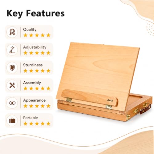 DJAR Tabletop Sketchbox Art Easel with Storage & Palette, Solid Beechwood - style: Tabletop Easel