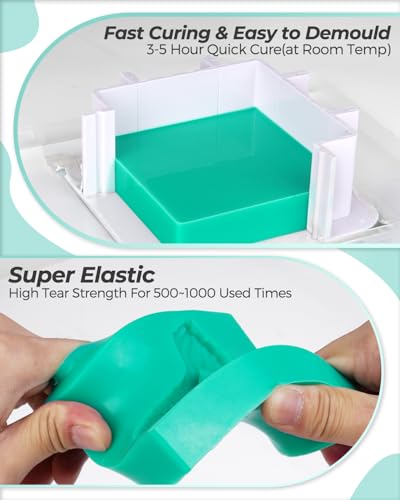 Nicpro 74oz Silicone Mold Making Kit 20A, Platinum Liquid Silicones Rubber | with Molds Housing & Mixing Cups for Mold Maker, Flexible & Food Safe Mix Ratio 1:1 for Casting Resins Jewelry, Craft Molds - size: 74oz