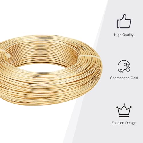 BENECREAT 180 Feet 12 Gauge Jewelry Making Craft Wire Aluminum Wire Bendable Metal Sculpting Wire for Bonsai Trees, Floral, Arts Crafts Making, Light Champagne - color: Light Champagne