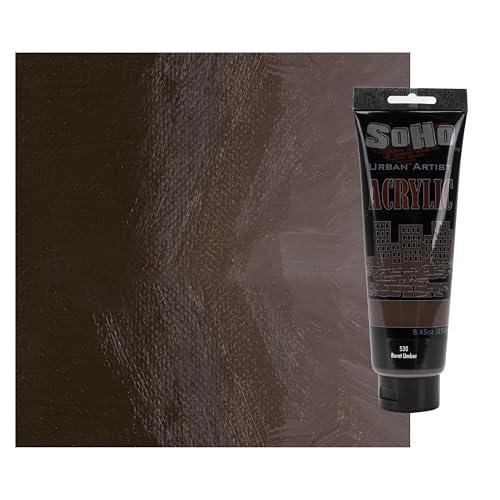 Soho Urban Artist Heavy Body Acrylic Paint - 250 ml Tube - Burnt Umber - Thick, Rich Color, Excellent Coverage, Professional Quality - Artists Acrylic Paint - color: Burnt Umber, size: 8.45 Fl Oz (Pack of 1)