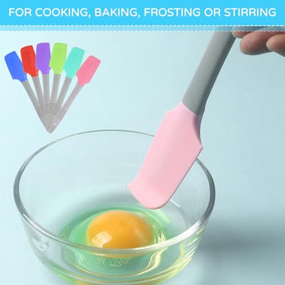 6 Pcs Mini Spatula Silicone,Curved Small Spatula,Spatulas For Kitchen Use,For Kitchen Cooking & Baking,For Use Wet Pet Food Can Jar Cooking Frosting Or Mixing