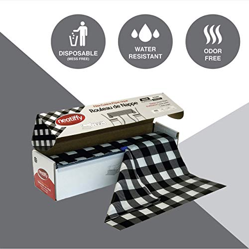 Neatiffy Disposable Plastic Tablecloth Roll | Indoor/Outdoor Table Cover Roll for Rectangle, Square, Round Tables | Picnic, Party, Banquet, Birthdays, Weddings -54 in x 108 ft-Black Checkered - color: Black Checkered