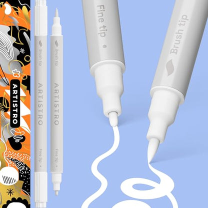 ARTISTRO White Dual-Tip Acrylic Paint Pens - Set of 2 - color: White