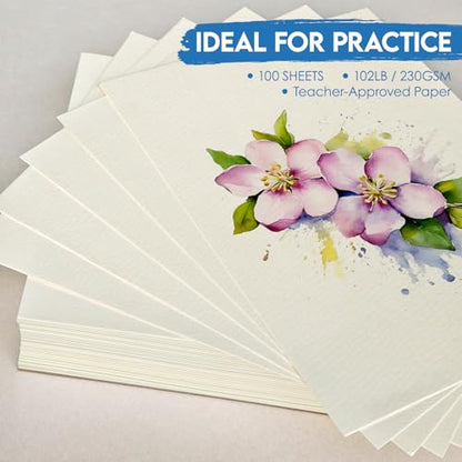 KOVIEDE 100 Sheets Watercolor Paper Bulk 5x7 Inch 102LB/230GSM - size: 5x7 In
