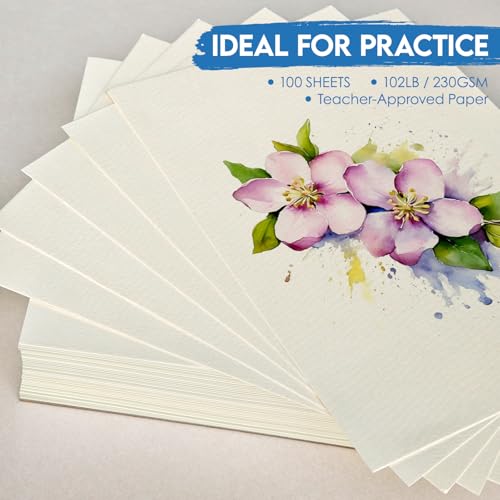 KOVIEDE 100 Sheets Watercolor Paper 8.5x11 Inch 102LB/230GSM - size: 8.5x11 In