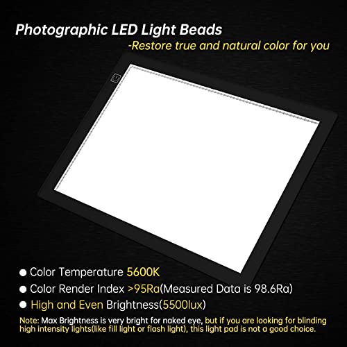 Slide Viewer Light Box 5600K 12”x8” Ultra-Thin Adjustable Brightness Backlight for Slides and Film Negative Scanning - color: 12"x8" Backlight for Scanning