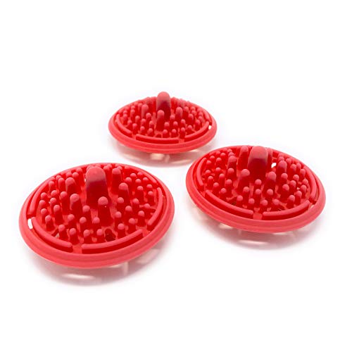 Paint Puck Paint Brush Cleaner (3-Pack, Red) – Reusable Silicone Insert with Suction & Nubs for Cleaning Acrylic, Oil & Watercolor Brushes – Fits Cups for Classroom, Studio & Home Use - color: Red