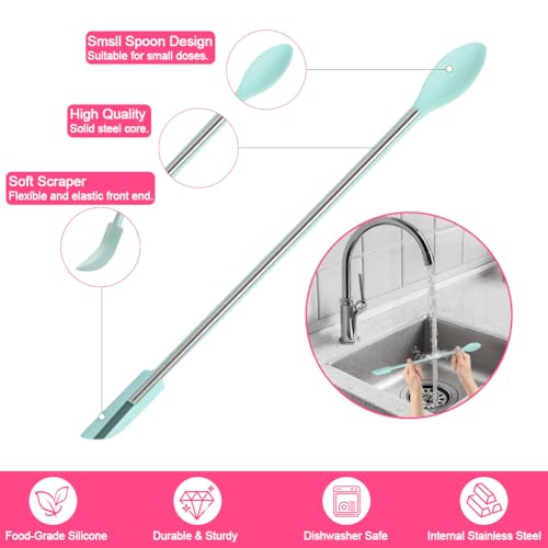 9 Pieces Mini Silicone Spatula-Makeup Spatula-Small Silicone Spatula-Thin Spatula Set for Skinny Openings-Abnaok Tiny Scraper for Jar,Kitchen Bottles,Cosmetic