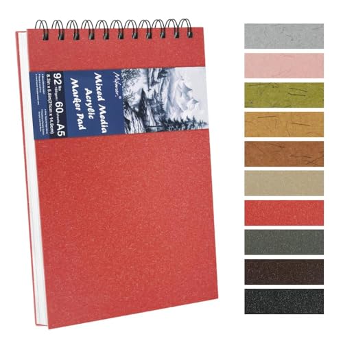 8.3x5.8 Sketch Book,Art Sketchbook for Drawing Pad,Mixed Media Sketchbook - color: TopSpiral-BrightWhite-Red