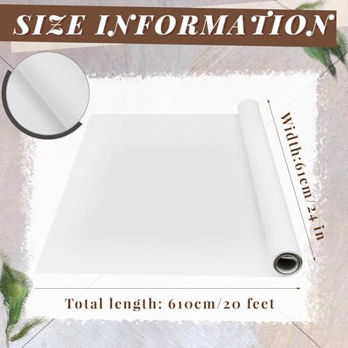 Kinlop 24 Inch x 20 Feet Double Primed Cotton Canvas White Canvas Roll for Oil and Acrylic Paint - color: White, size: 24 Inch X 20 Feet