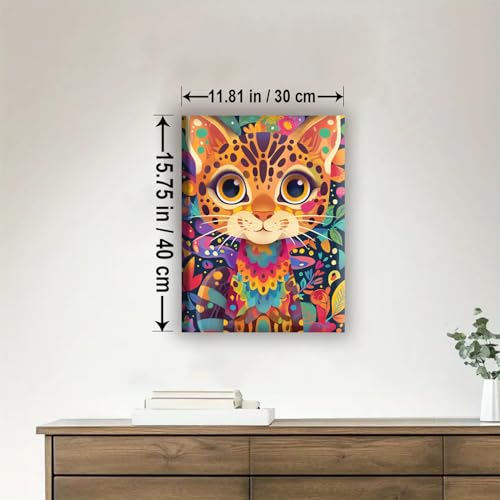 Aeontinity Bengal CAT Animal Framed Canvas DIY Paint by Numbers Kit Bar Cafe Cave Home Room Wall Bathroom Porch Patio Decor Gift, 16 x 12 Inch - color: BENGAL CAT