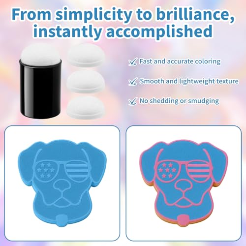 80 PCS Finger Sponge Daubers Set - Includes 10 Durable Finger Daubers + 70 Replacement Sponges for Car Freshie-Making, Finger Painting Sponge Craft Drawing, Finger Face Paint Sponges Painting