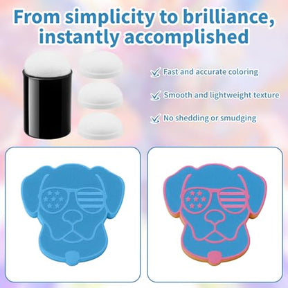 80 PCS Finger Sponge Daubers Set - Includes 10 Durable Finger Daubers + 70 Replacement Sponges for Car Freshie-Making, Finger Painting Sponge Craft Drawing, Finger Face Paint Sponges Painting
