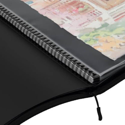 Picturesque Pro Presentation Case- Professional Art Portfolio Folder for Artwork up to 18x24- Zippered Case - Archival Storage Solution w/One Removable Spiral-Bound Refill Book of 20 Clear Sleeves - size: 18x24" w/ 1 Refill
