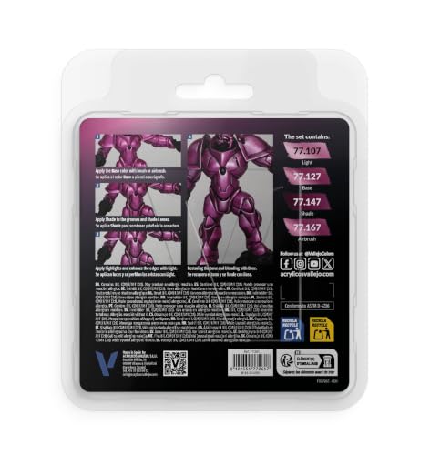 Vallejo - Crimson Magenta Set, True Metallic Metal, 4 Bottles x 0.6 fl.oz. - color: Crimson Magenta