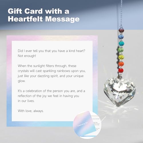 Celebrating You Rainbow Maker, Birthday Gifts for Women, Friendship Gifts | Matching Gift Card, Gift Box & Bag | Crystal Heart Suncatcher | Brighten Every Day with Rainbows - color: Rainbow