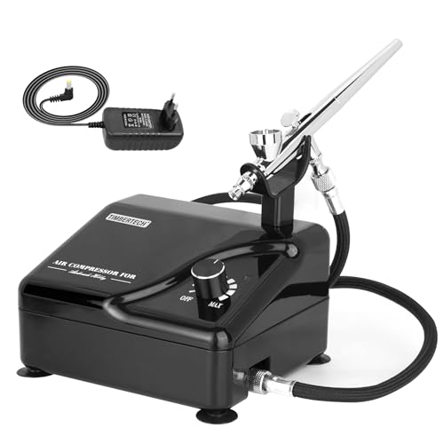 Timbertech Professional Airbrush Kit with Multi-Functional Compressor AS-207K, Dual-Action Airbrush for Tattoo, Model Art, Cake Decoration, Nail Painting