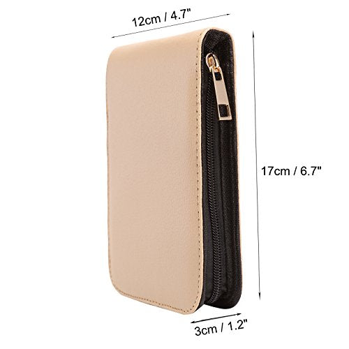 PU Leather Fountain Pen Case Roller Ball Pen Dispaly Holder Bag Pouch Beige 12 - size: Beige for 12 pens