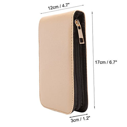 PU Leather Fountain Pen Case Roller Ball Pen Dispaly Holder Bag Pouch Beige 12 - size: Beige for 12 pens