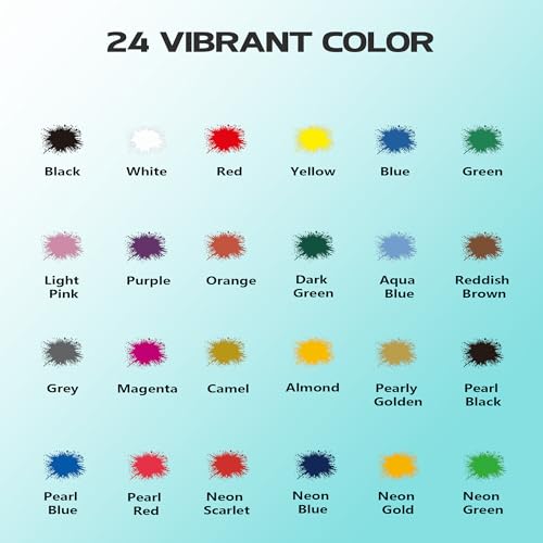 Airbrush Paint 24 Colors, Ready to Spray Airbrush Paint Set, Water-Based Acrylic Air brush Paints for Metal, Plastic Models, Canvas, Wood, 0.67 Fl Oz/20ml - color: 24 Colors