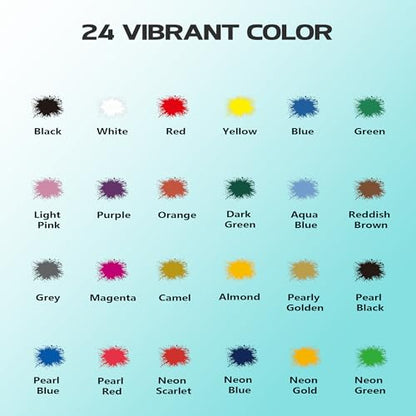 Airbrush Paint 24 Colors, Ready to Spray Airbrush Paint Set, Water-Based Acrylic Air brush Paints for Metal, Plastic Models, Canvas, Wood, 0.67 Fl Oz/20ml - color: 24 Colors