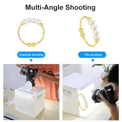 20cm Include 2 LED Panels Folding Portable 1100LM Light Photo Lighting Studio Shooting Tent Box Kit with 6 Colors Backdrops