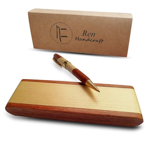 Luxury Wood Ballpoint Pen Set & Fancy Pen Box for Men Gift Desk Nice Pens - color: Ballpoint pen