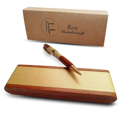 Luxury Wood Ballpoint Pen Set & Fancy Pen Box for Men Gift Desk Nice Pens - color: Ballpoint pen
