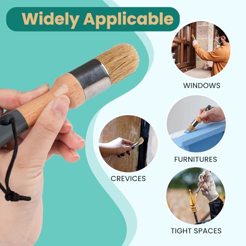Mister Rui Chalk Wax Paint Brush, 3pcs, Chalk Paint Brushes for Furniture | Small Round Stencil Brushes for Wood, Beeswax, Acrylic Paint, Antique wax, Milk Paint- Natural Bristles, No Shedding - size: 3PCS, Small