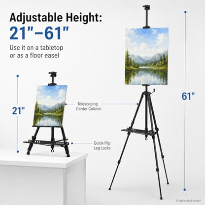 RRFTOK 21-61 Inch Adjustable Art Easel Stand for Painting with Tray - style: 61B 1-Pack