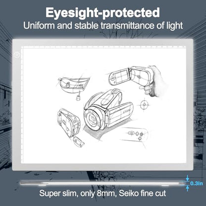 Rechargeable Tracing Light Box, LED Drawing Board for Kids Birthday Gift - color: SILVER, size: 10" x 15"