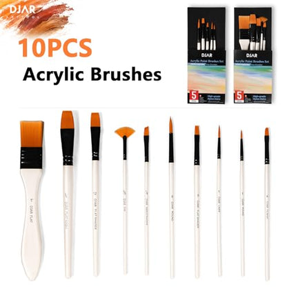 DJAR 49 Pcs Acrylic Paint Set with Tabletop Easel & Canvas, 24 Colors | Complete Art Supplies Kit with Canvas Panels, Brushes and Painting Pads, Painting Set for Kids, Beginners, Adults and artists - style: Tabletop Easel Set