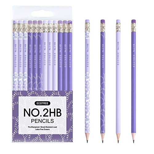 ECOTREE Pre-Sharpened #2 Pastel Pencils, Back to School Supplies, 12 Count - color: Purple, style: 12 COUNT