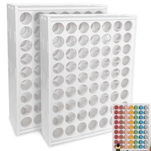 Paint Organizer, 2 pcs 63 Holes Acrylic Paint Organizer, Craft Storage And Apple Barrel Vertical Storage, For 2oz Craft Paints, Wall-mounted - color: 2pcs