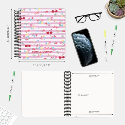 Hardcover Sketchbook,7.2"x8.3"Spiral Bound Drawing Pad, Bow&Cherry Floral | 150gsm(92lb)Acid-Free Thick Paper,Blank Art Journal for Adults,Artists&Beginners,Ideal for Sketching,Doodling and Mixed Media - color: bow&cherry floral