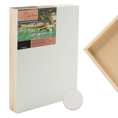 Da Vinci Pro Ultra Smooth Wood Canvas Gesso Board - 2" Deep, 10x10 Pack of 4 White Acrylic Polymer Gesso Panels for Painting Fine Portraits and Ultra Fine Detail Illustrations and Artwork - size: 10x10"