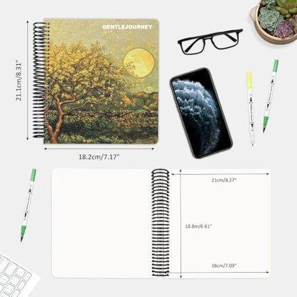 Hardcover Sketchbook,7.2"x8.3"Spiral Bound Drawing Pad,Citrus Moonlight | 150gsm(92lb)Acid-Free Thick Paper,Blank Art Journal for Adults,Artists&Beginners,Ideal for Sketching,Doodling and Mixed Media - color: citrus moonlight