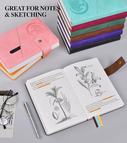 PAIBAS Blank Journal Notebook, A5 Hardcover Leather Sketchbook with 200 Pages Thick Blank Paper for Men Women, Unlined Drawing & Writing Journal, 5.9" x 8.4" Plain Notebook (dark brown) - color: Dark Brown, size: Blank Page
