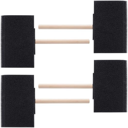 HINZIC 4 Pcs 4" Foam Paint Brushes, Wood Handle Sponge Brushes for Painting, Staining, Varnishes DIY Craft Projects Electronic Cleaning - color: Black, 4pcs, 4"