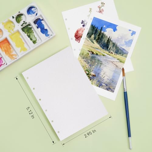 Watercolor Paper Refill-5.1 x 3.0 in, 2-Pack – 100% Cotton 140LB (300GSM) Acid-Free Cold Press Paper, 20 Sheets per Pad (40 Pages Total), for Painting, Sketching & Mixed Media - size: 5.1 x 3.0 in