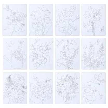 Tinlade 12 Pcs Pre Drawn Canvas for Painting Stretched,Elegant Style - size: Elegant Style